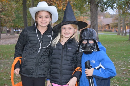 Banner Day Camp Halloween Walk Cowboy, Witch and Darth Vador