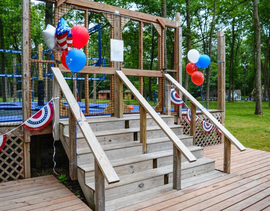 Stairs leading up to the tramp ball court