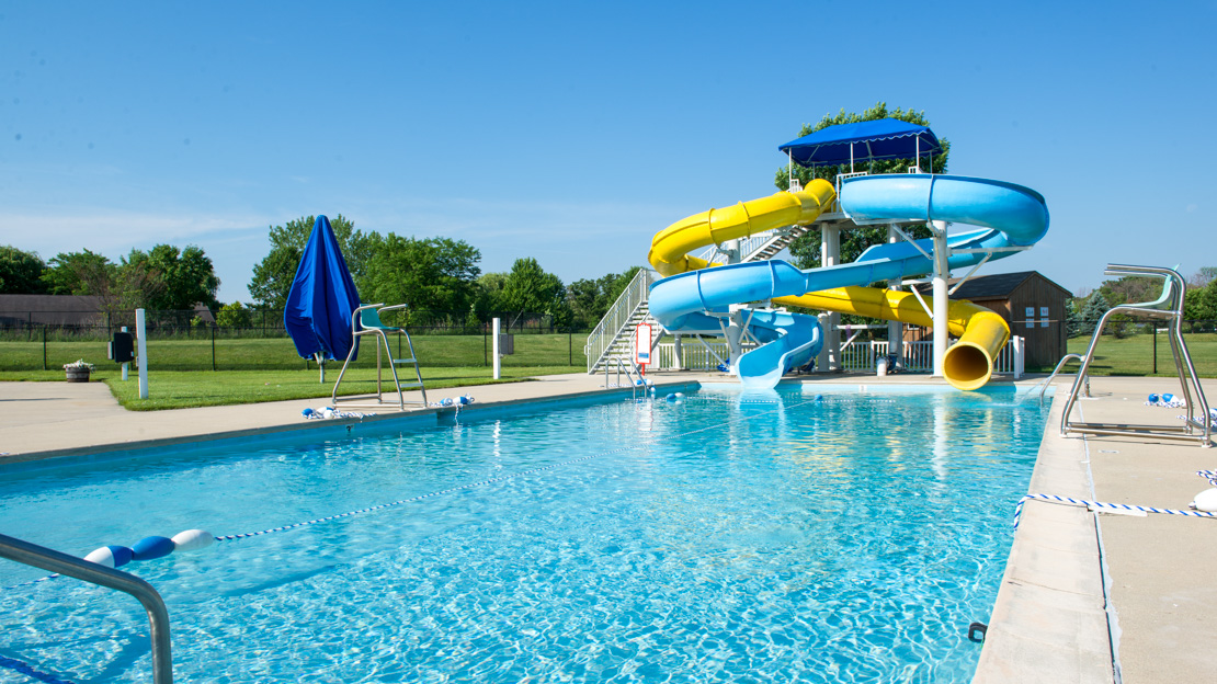 Waterslide and pool