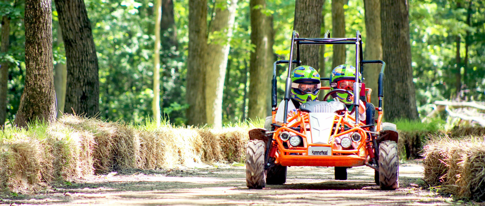 Tween campers drive a dune buggy