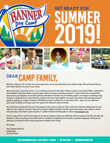 Camper Handbook Banner Day Camp